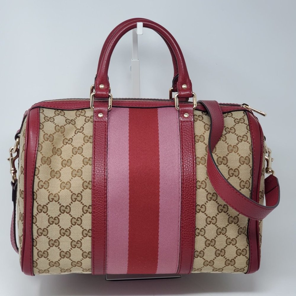 100% Auth Gucci Canvas Vintage Boston Satchel Bag - Picture 3 of 15